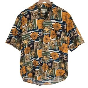 VTG 90s Banana Republic 100% Cotton Tropical Floral Abstract Shirt Men's M S/S